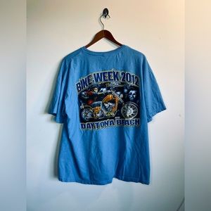 Anvil Daytona Beach vintage 2012 71st Annual Bike Week Bikercore Blue T Shirt